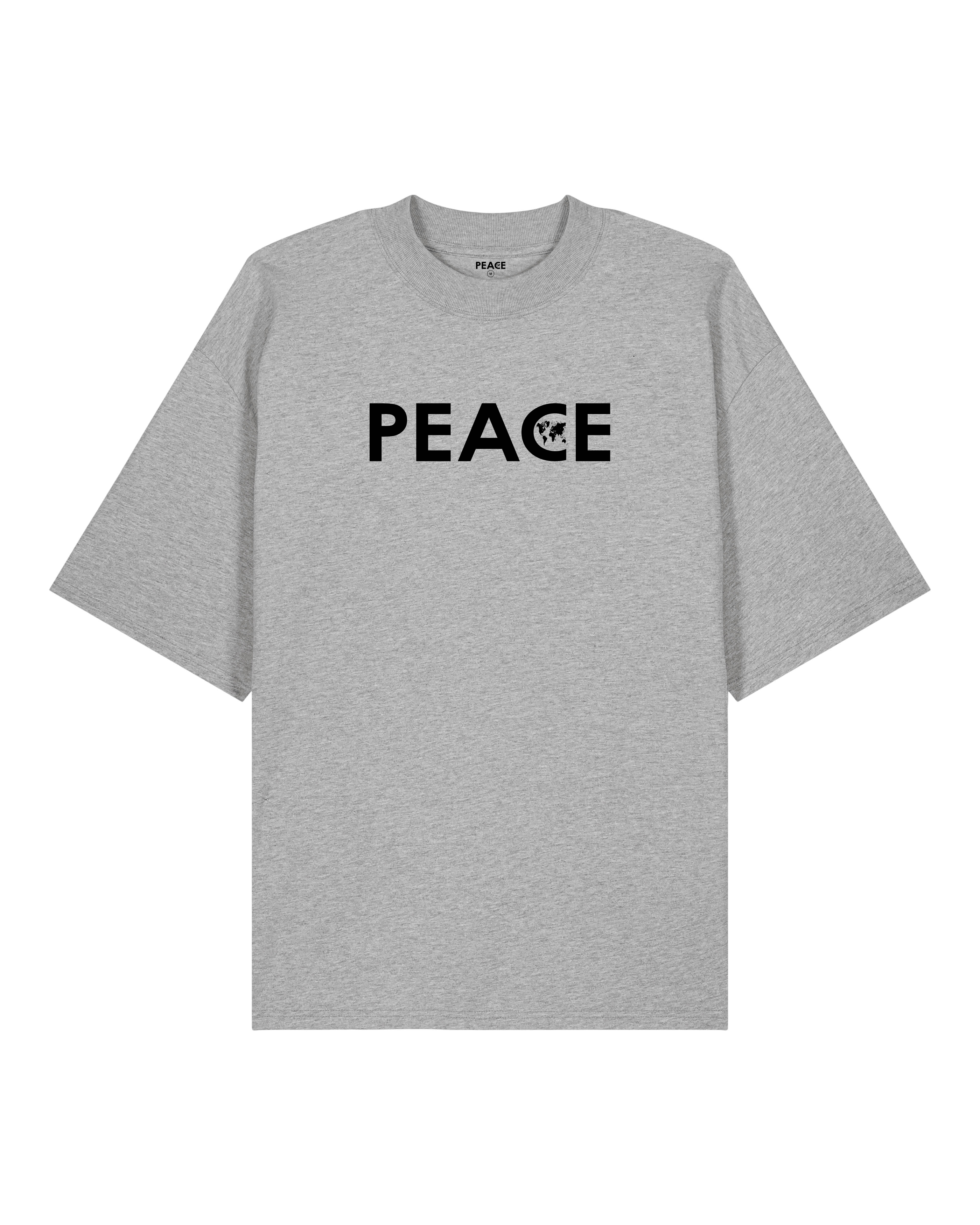 T-Shirt Oversize PEACE Classic Gris Chiné - Logo Noir