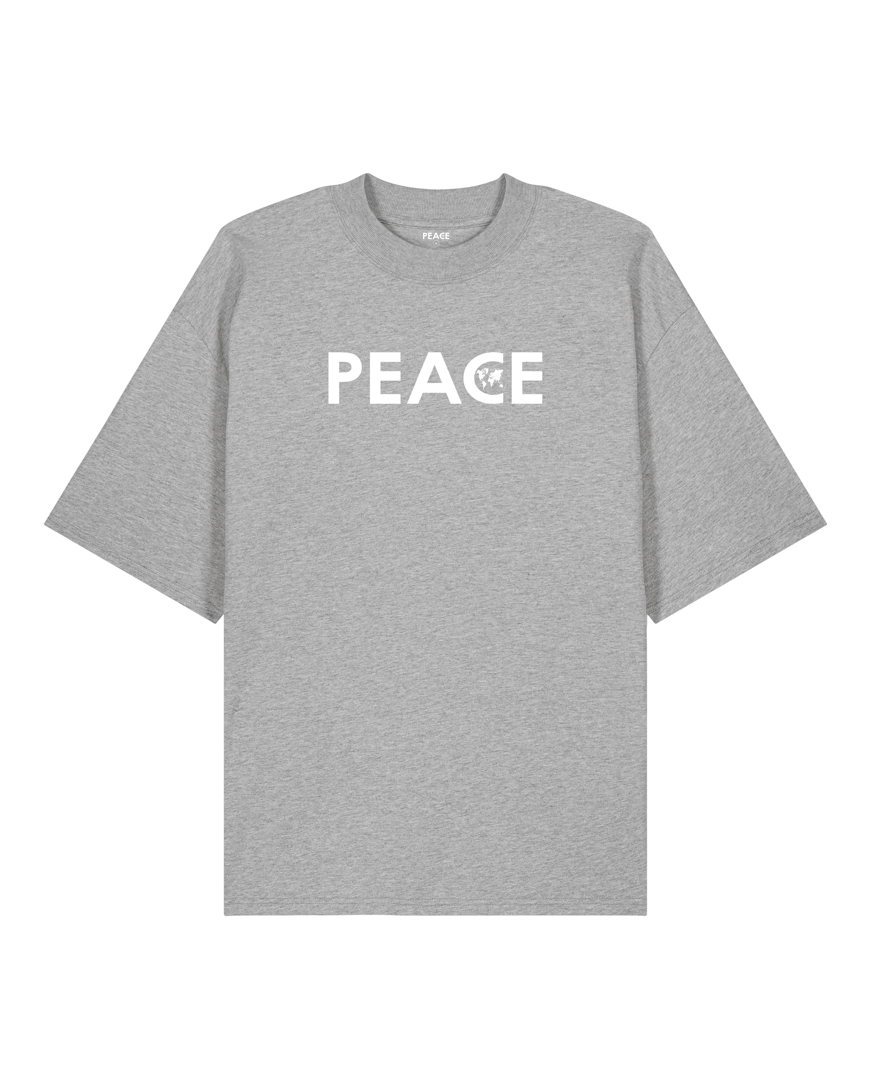 T-Shirt Oversize PEACE Classic Gris Chiné - Logo Blanc