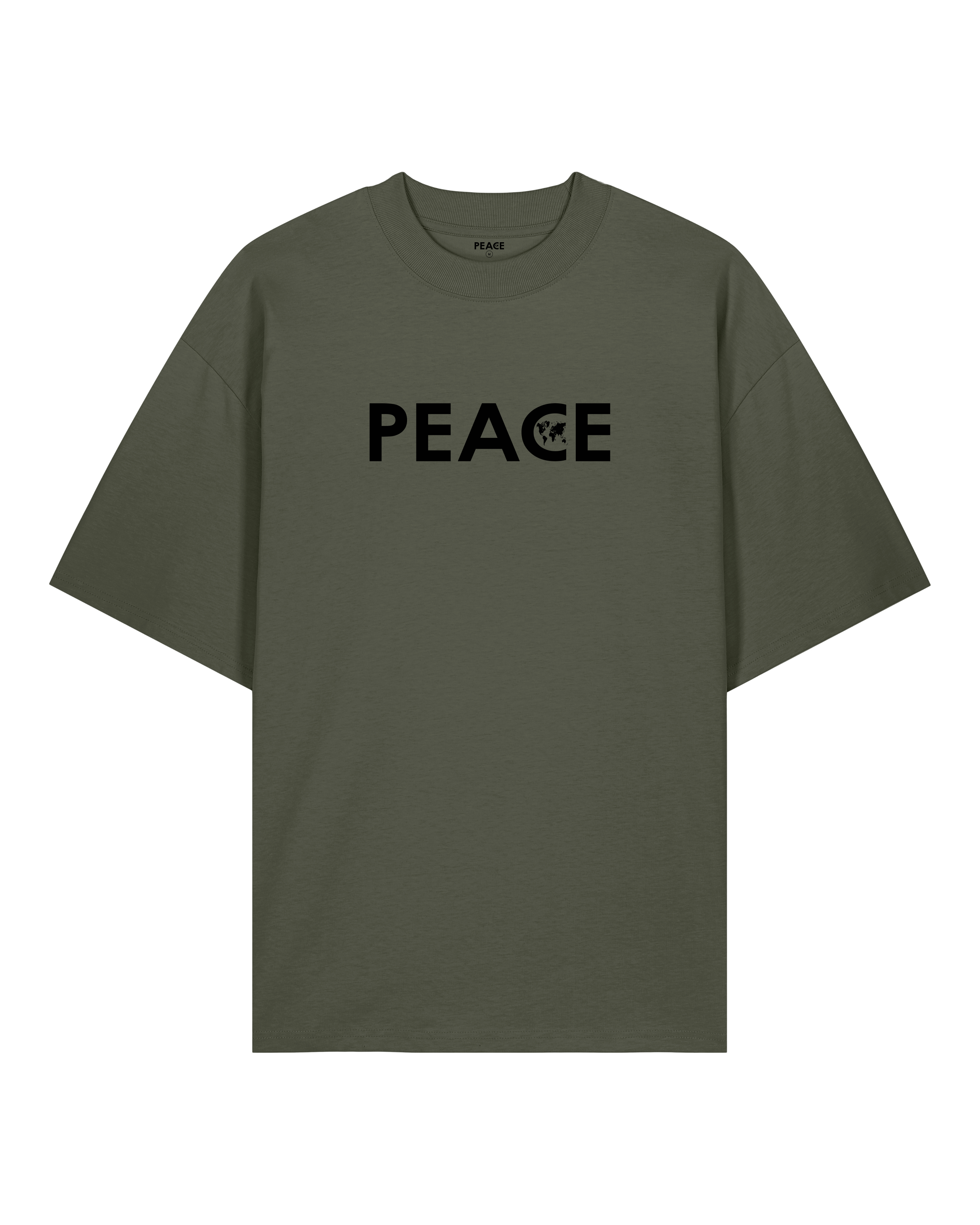 T-Shirt Oversize PEACE Classic Kaki - Logo Noir