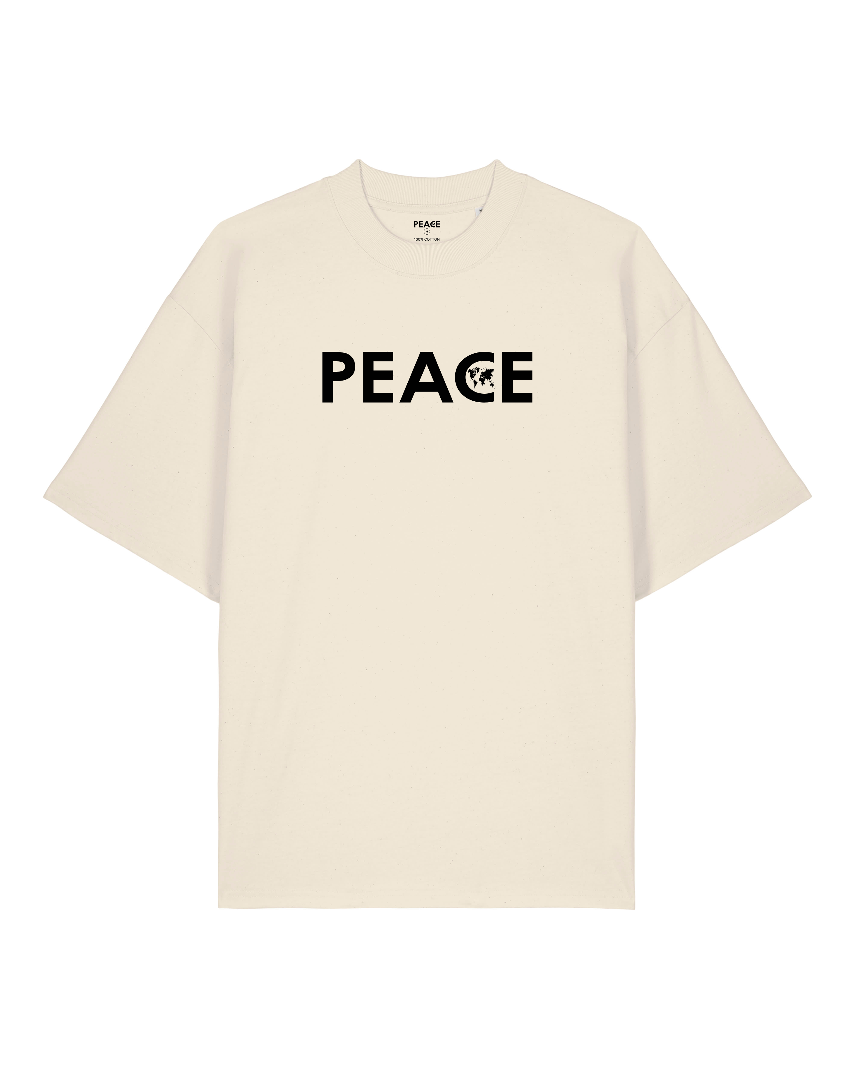 T-Shirt Oversize PEACE Classic Brut Naturel - Logo Noir