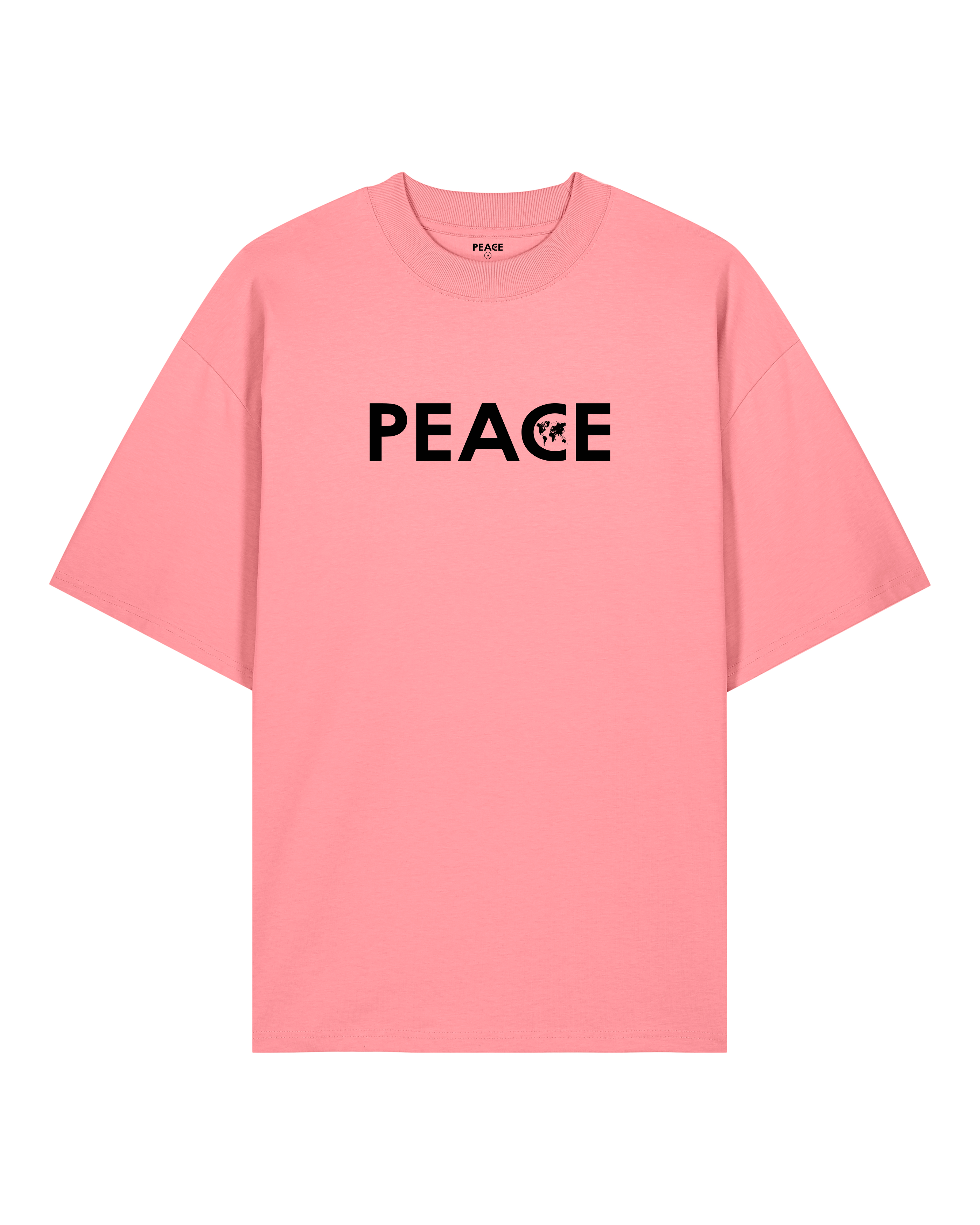 T-Shirt Oversize PEACE Classic Rose Joie - Logo Noir