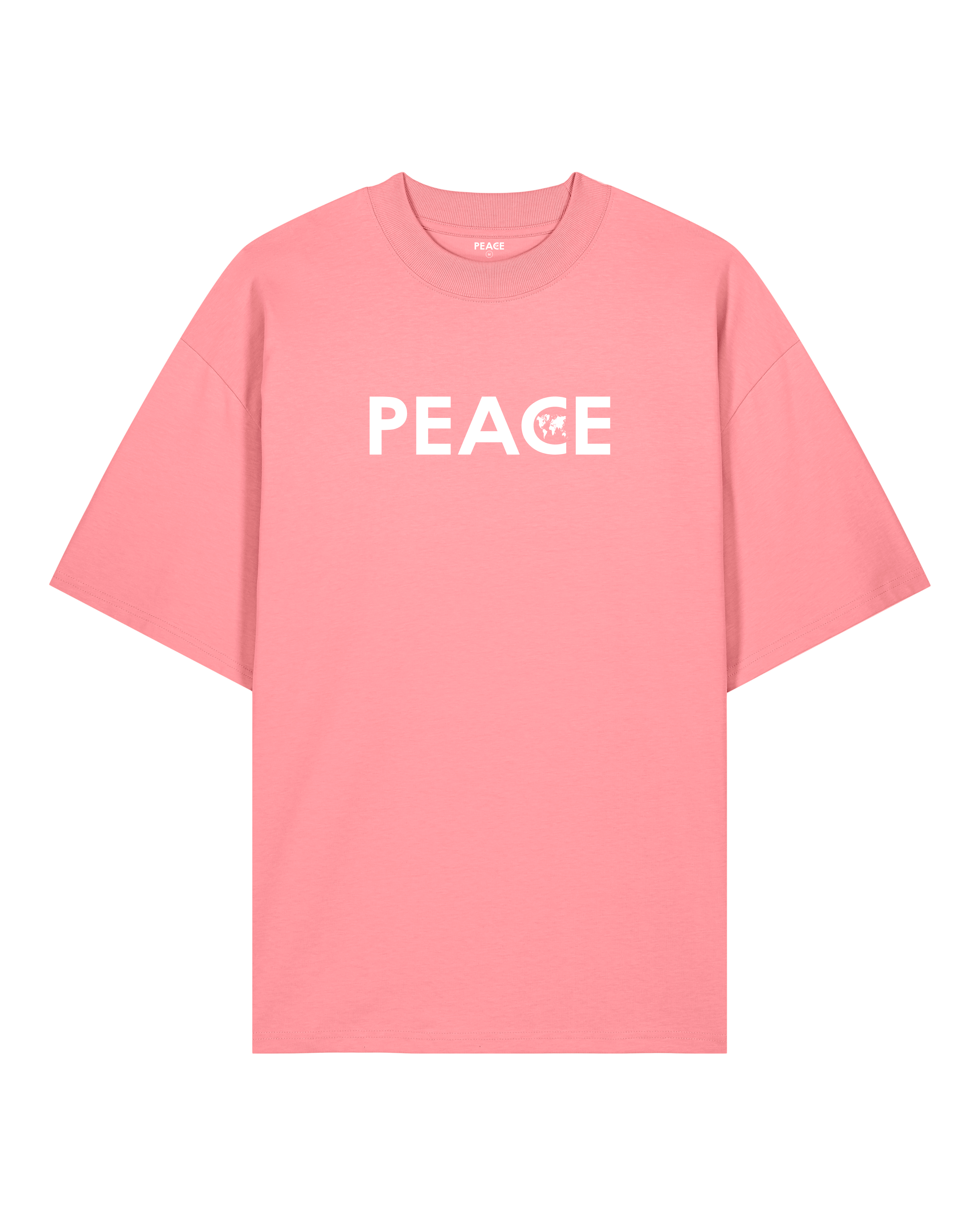 T-Shirt Oversize PEACE Classic Rose Joie - Logo Blanc