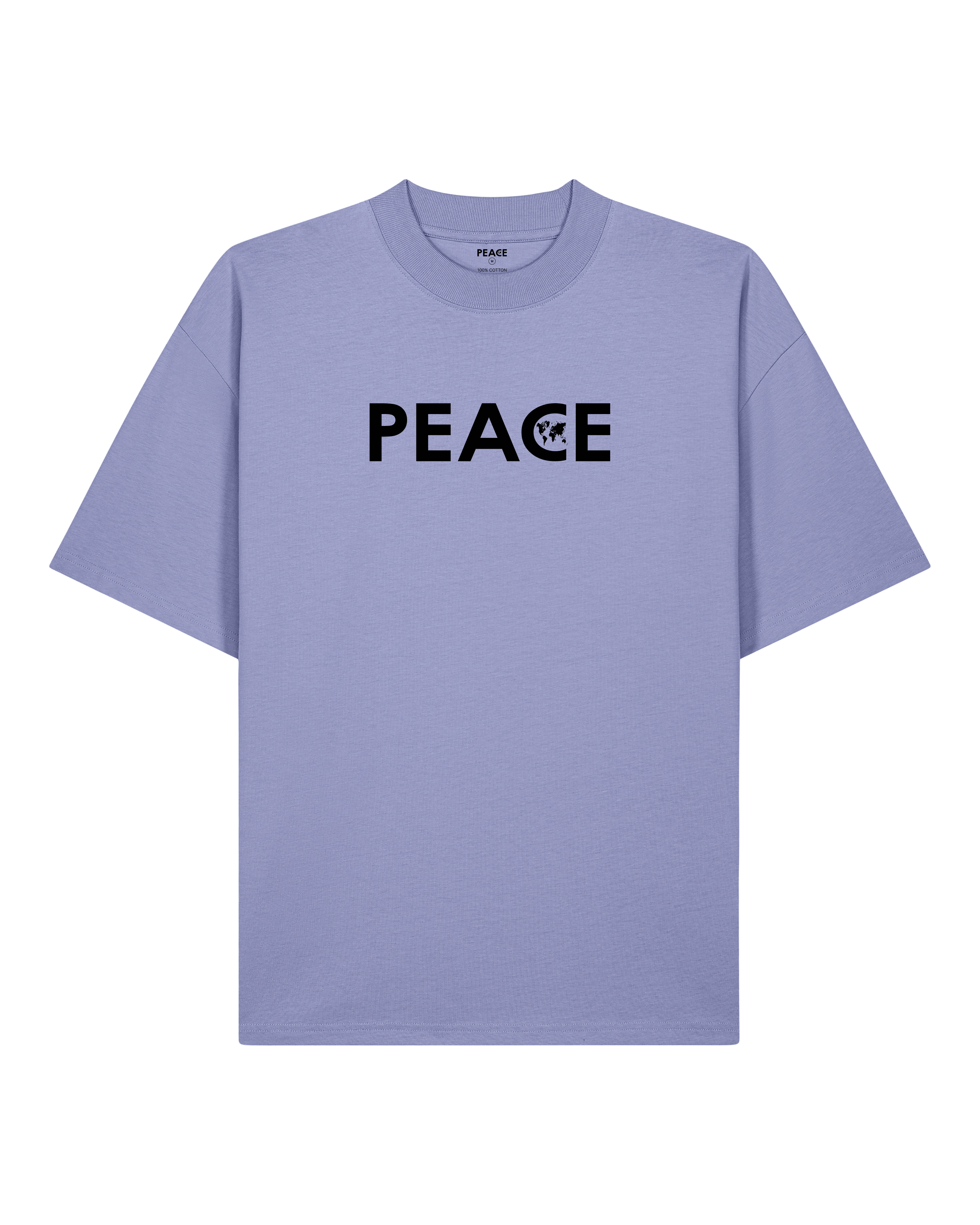 T-Shirt Oversize Peace Classic Violet - Logo Noir