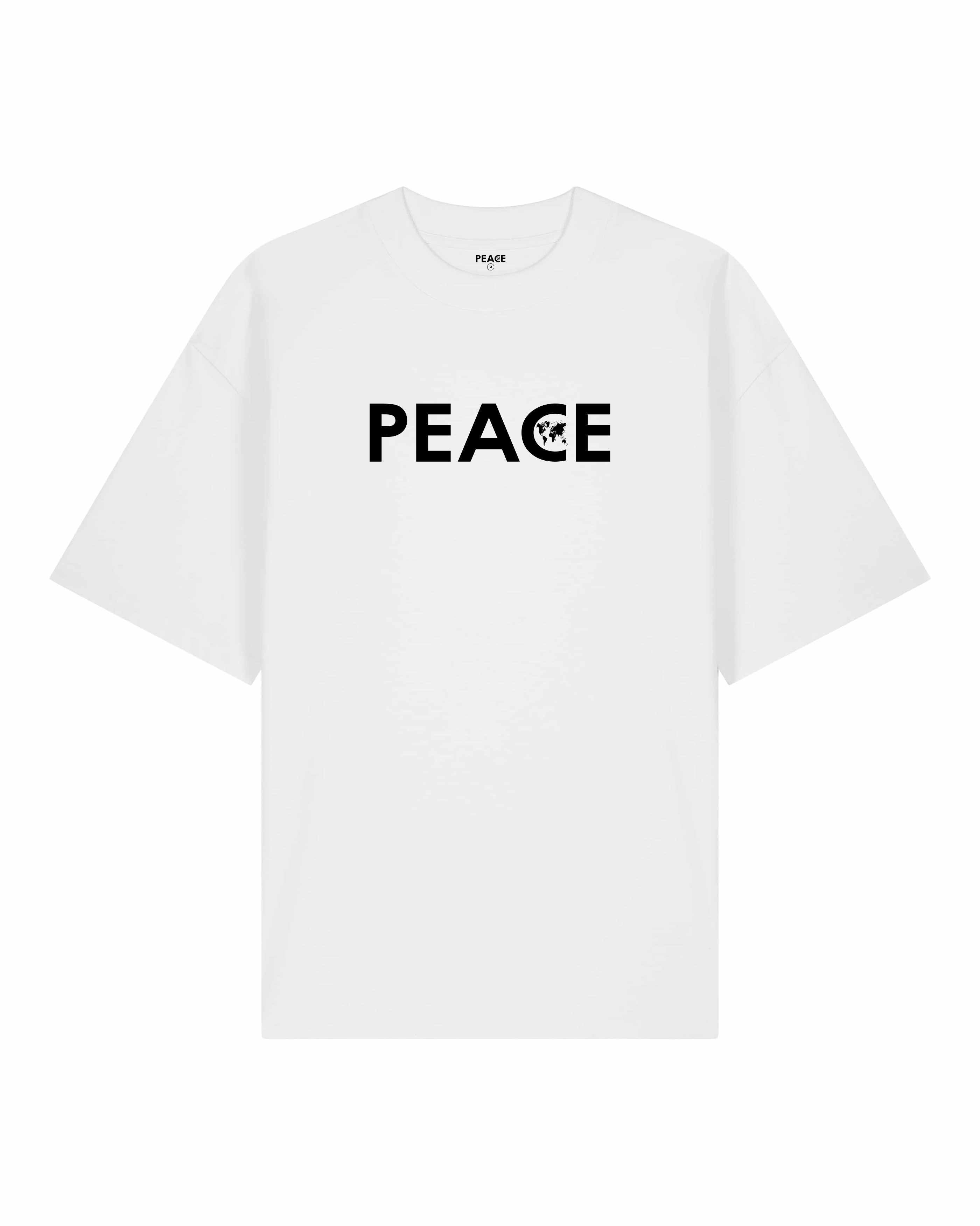 T-Shirt Oversize PEACE Classic Blanc - Logo Noir