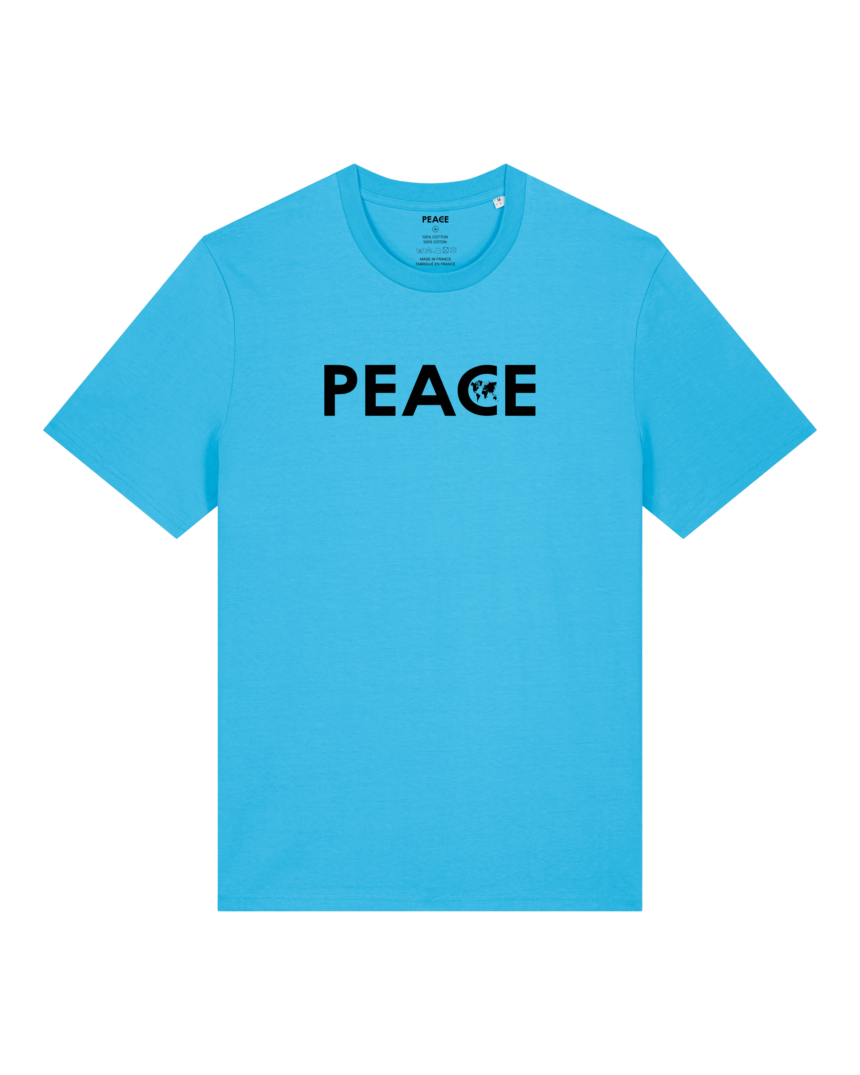 T-Shirt PEACE Classic Aqua Blue - Black Logo
