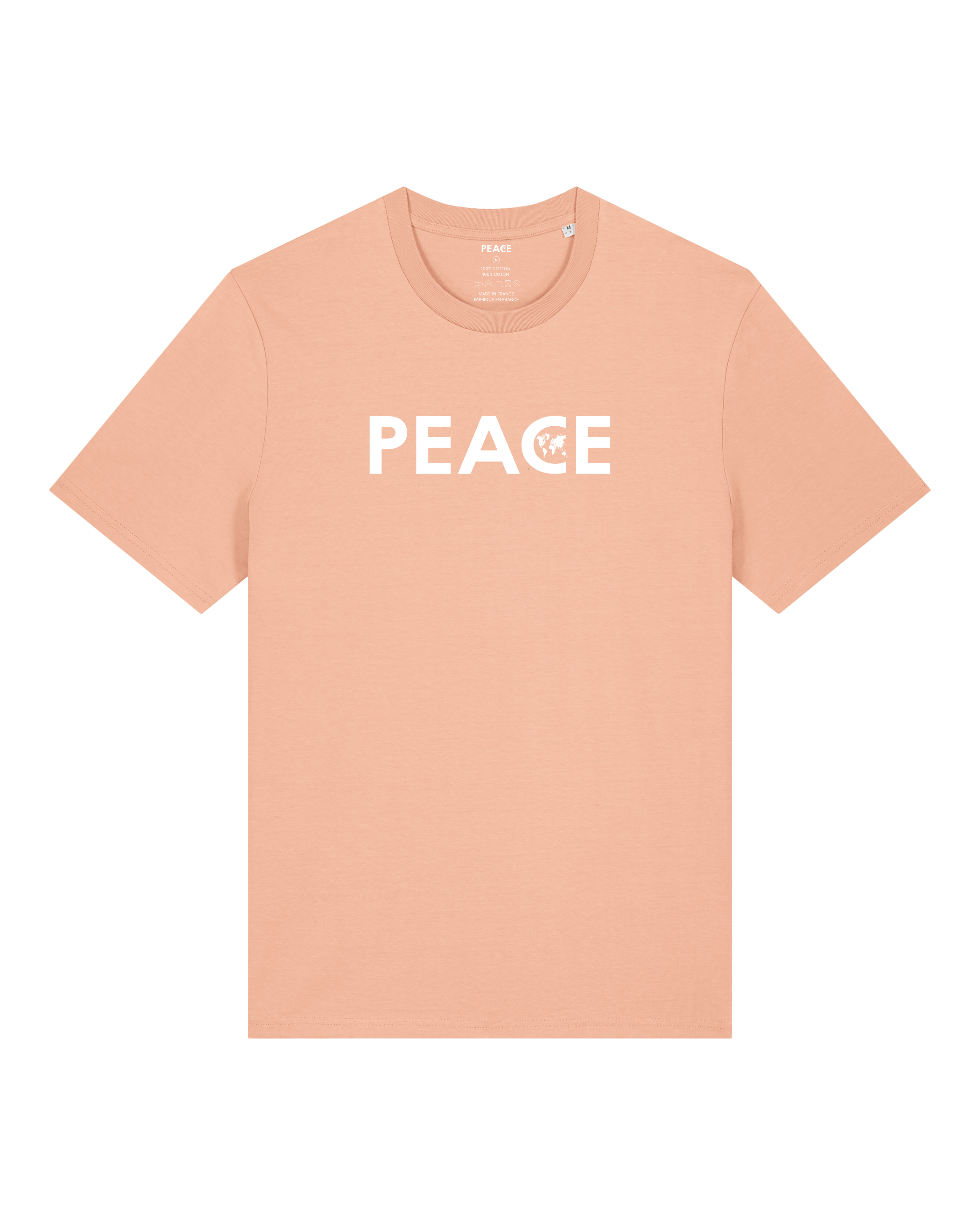 T-Shirt PEACE Classic Uni Fraiche Peche - White Logo
