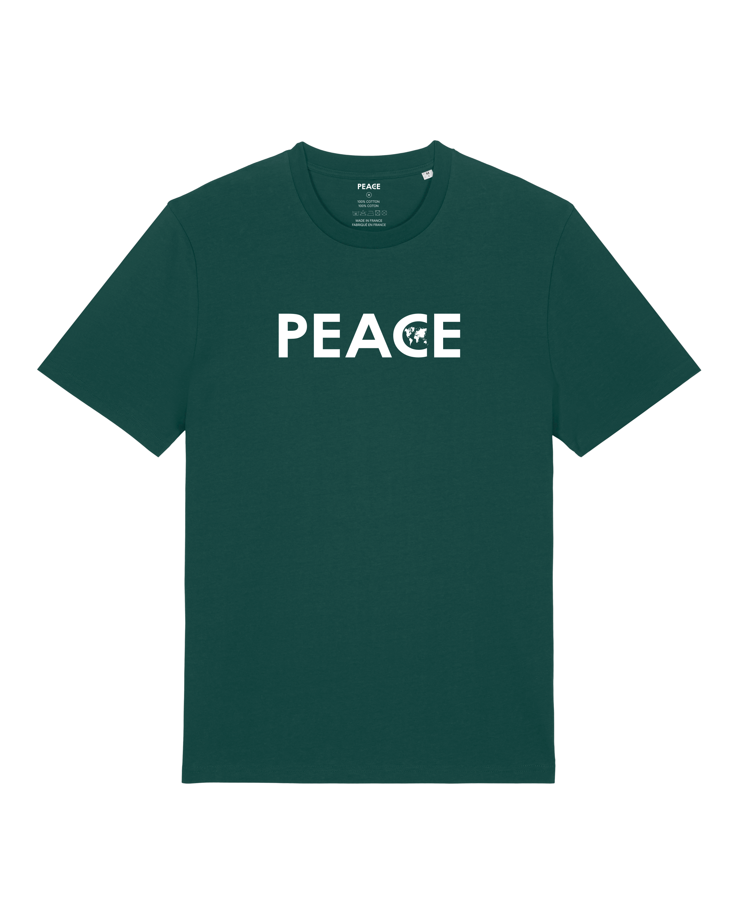 T-Shirt PEACE Classic Uni Glazed Green - White Logo