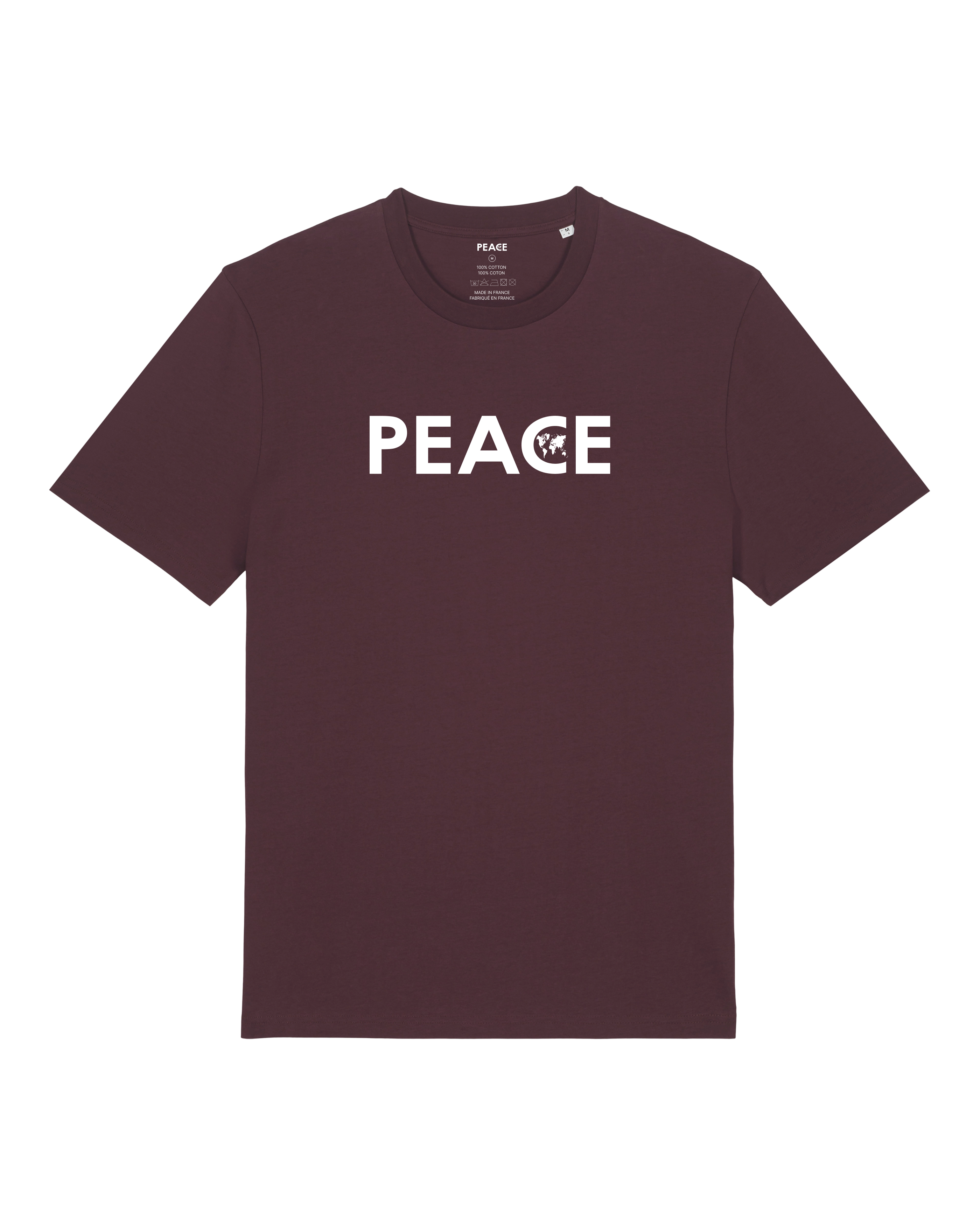 T-Shirt PEACE Classic Uni Red Brown - White Logo