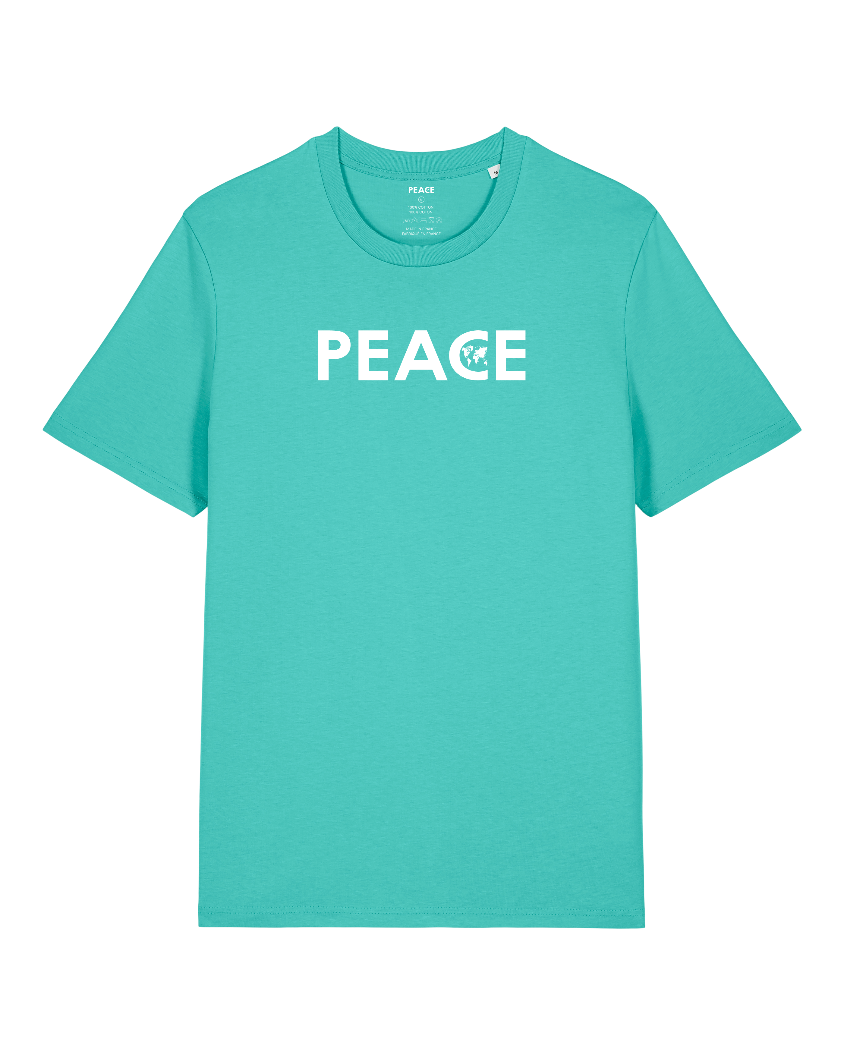 T-Shirt PEACE Classic Uni Pool Blue - White Logo